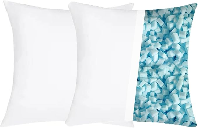 Molten Creek® Fluffy White Square Cushions, Shredded Foam, Quick Rebound, Soft & Plush Material, Long-Lasting Comfort, Warm, Lightweight And Portable, Pack Of 2 Molten Creek