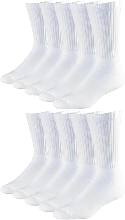 Molten Creek® Men’s Sports Crew Socks, Classic Rich Cotton, Cushioned Sole, Comfort Top, Training, Walking, Hiking, Athletic Socks, Size 6-11, 10 Pairs Molten Creek