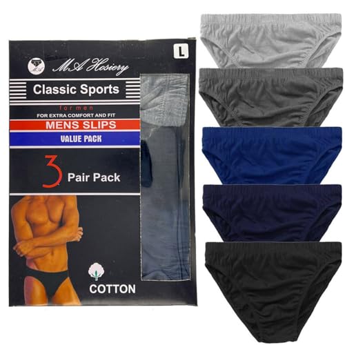 Molten Creek Men's Classic Sports S - XXL Soft Cotton Underwear Ribbed Soft Sports Slips Briefs Pants Trunk Hipster, 6 Pack