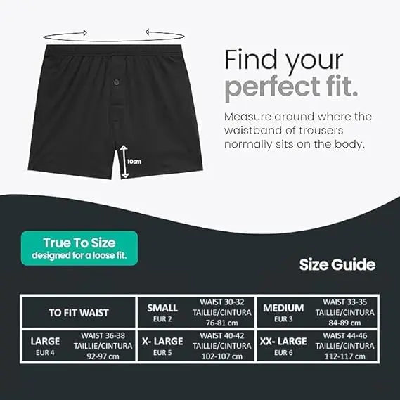 Molten Creek® 6 Pack Mens Plain Boxers Shorts Loose Fit, Durability And Longevity, Underwear Cotton Rich Button Fly Trunks Hipster Pants My Store