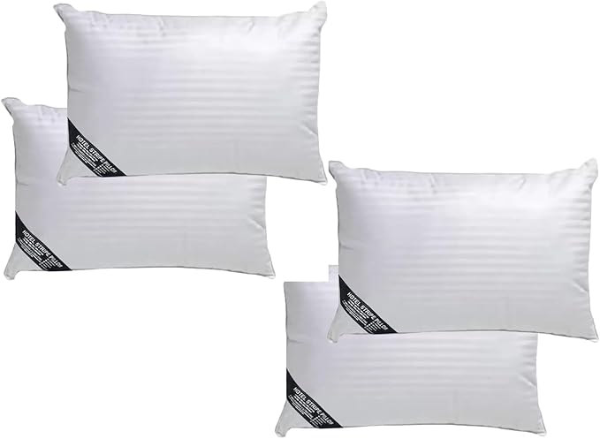 Molten Creek® Ultra Soft Stripe Pillows, Premium Quality Standard, Anti-Allergic, 100% Virgin Hollow Fibre Filling, Bounce Back Bed Pillows, Breathable, White. Molten Creek