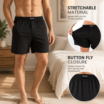 Molten Creek® Men's Plain Boxer Shorts – Cotton Blend Loose Fit Underwear, 6 Pack