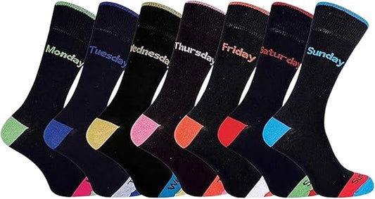 Molten Creek® 7 Pairs of Men’s Days of the Week Socks, 7 Days Socks, Colourful Design, Ideal for Every Day, Super Soft, Comfortable & Breathable, Best Gift For Men
