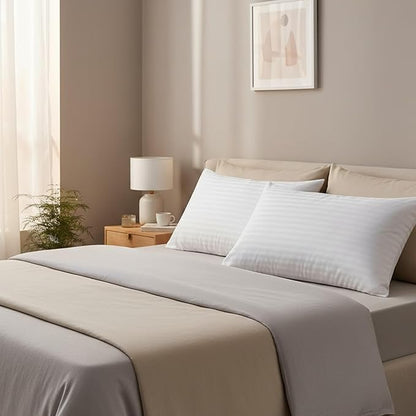 Molten Creek® Shredder Memory Foam Pillow, Stripe Design, Ultra Soft And Warm, Modern And Sleek, Portable And Lightweight, Easy To Store, Machine Wash, Pack Of 2 Molten Creek