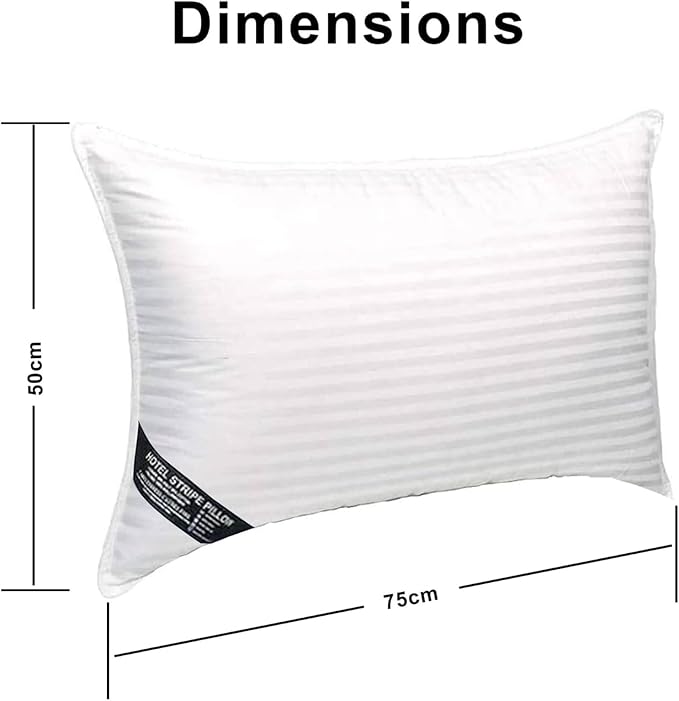 Molten Creek® Ultra Soft Stripe Pillows, Premium Quality Standard, Anti-Allergic, 100% Virgin Hollow Fibre Filling, Bounce Back Bed Pillows, Breathable, White. Molten Creek