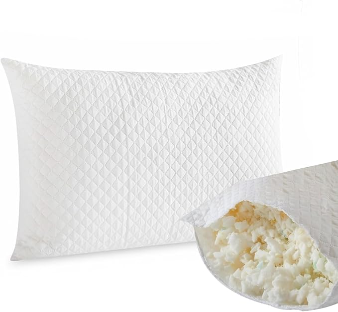 Molten Creek® Shredded Memory Foam Pillows, Soft And Fluffy, Modern Design, Machine Washable, Double Edge Swing Design, Breathable & Cooling Comfort, 50x75cm Molten Creek