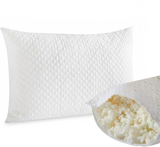 Molten Creek® Shredded Memory Foam Pillows, Soft And Fluffy, Modern Design, Machine Washable, Double Edge Swing Design, Breathable & Cooling Comfort, 50x75cm Molten Creek