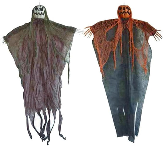 Molten Creek® Hanging Pumpkin Head, Halloween Decorations Accessories, Eye Catching Spooky Theme, Portable And Lightweight, Perfect For Halloween Parties (120CM) Molten Creek