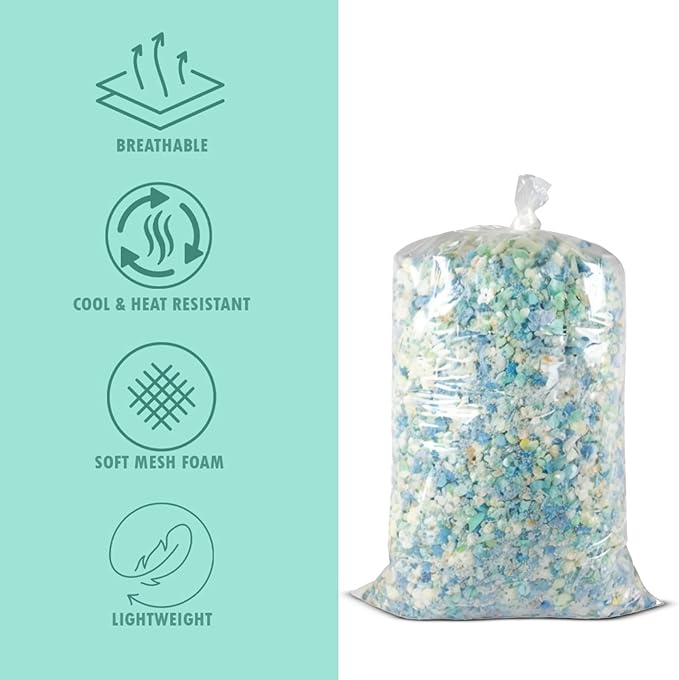 Molten Creek® Shredded Foam Crumbs, Seating Transformation, Fluffy Furniture Accessory, No Stuffiness, Promotes Airflow, Hypoallergenic, Long-Lasting Comfort, Plush Experience Molten Creek