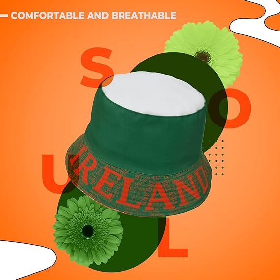 Molten Creek® Ireland Flag Bucket Hat, Reversible 100% Cotton Double-Layer Fisherman Hat, One Size Fits All, Irish National Flag Summer Cap for Men & Women, Lightweight, Breathable Outdoor Hat Molten Creek