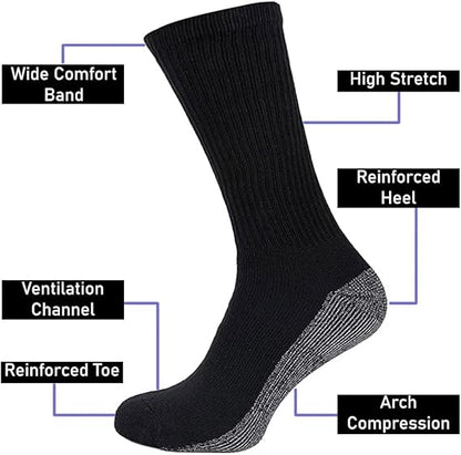 Molten Creek®  10 Pairs Men's BIG FOOT Industrial Crew Boot Work Socks Cushioned Heavy Duty Reinforced Toe & Heel UK 11-14 Molten Creek