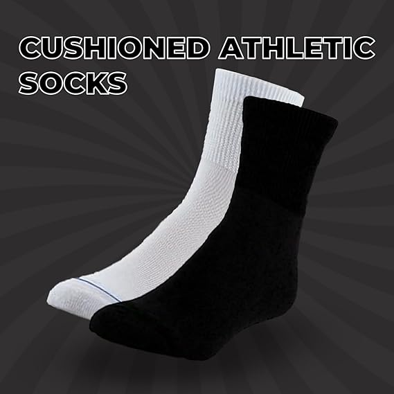 Molten Creek® Cushioned Athletic Unisex Socks, Moisture Wicking, Blister Resistance & Odour Control, Smooth Toe Seam, Pair of 6 Molten Creek
