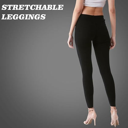 Molten Creek® Women Bamboo Fur Leggings, High Waisted, Stretchable Leggings, Fur Inside for Extra Warmth, Tummy Control Yoga Pants, Fleece Legging, Black Molten Creek