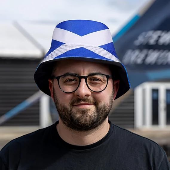 Molten Creek® Unisex Scotland Bucket Hat, Scotland Flag Hat, Reversible, Cotton Bucket Hat, Sun UV Protection, World Cup Fans, Football, Sports Events, One Size Molten Creek