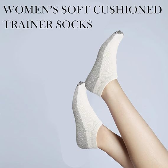 Molten Creek® Women’s Soft Cushioned Trainer Socks, Cotton Rich Ankle Socks, Lightweight & Comfortable, Ideal for Sports or Casual Wear, 4-7 Molten Creek