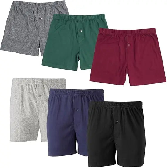 Molten Creek® 6 Pack Mens Plain Boxers Shorts Loose Fit, Durability And Longevity, Underwear Cotton Rich Button Fly Trunks Hipster Pants My Store