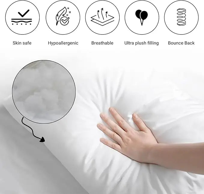 Molten Creek® Hotel Quality Standard Soft Pillows, Bounce Back Support Bed Pillows, 75 x 50 cm, Anti Allergic Hollowfiber Filled, Comfortable and Breathable, Easy Care (2) Molten Creek