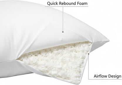 Molten Creek® Shredder Memory Foam Plain Pillow, Quick Rebound, Soft And Breathable Material, Machine Wash, Portable And Durable Design, Envelope Design, Pack Of 2 Molten Creek