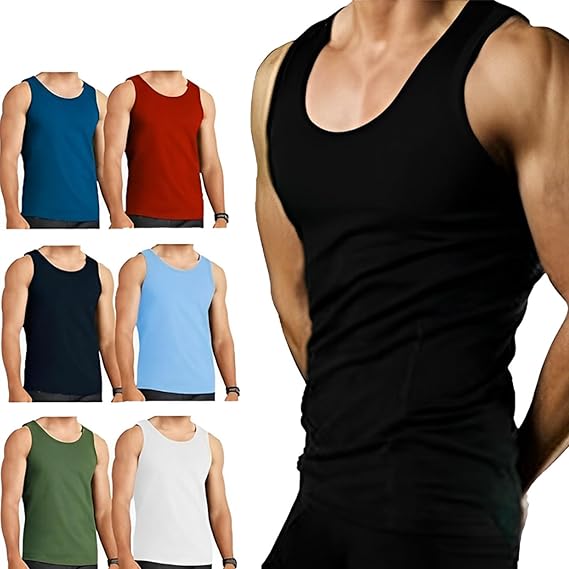 Molten Creek® 6X Pack Mens Vests Classic Sports 100% Cotton Tank Tops Summer Training Gym Sports Sleeveless Casual Undershirts S-2XL Molten Creek