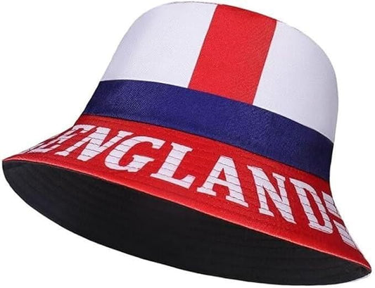 Molten Creek® Men & Women England Bucket Hat, St George Cross Flag Hat, Reversible & Foldable, Summer Bucket Hat, Football Hat, Durable and Lightweight, Sun UV Protection