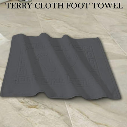 Molten Creek® Bath Mats, Classic Greek Key Design, Terry Cloth Foot Towel, Quicky Dry, Soft and Absorbent, 750 GSM, Easy to Wash, Lightweight, 100% Cotton, 50x70 cm
