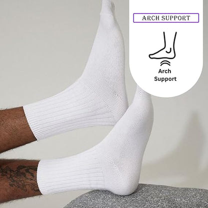 Molten Creek® Men’s Sports Crew Socks, Classic Rich Cotton, Cushioned Sole, Comfort Top, Training, Walking, Hiking, Athletic Socks, Size 6-11, 10 Pairs Molten Creek