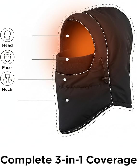 Molten Creek® Black Fleece Lined Hoodie, Waterproof Design, Neck Warmer, Soft Texture, Insulated Face Mask, Breathable Fabric, Ideal For Winter Sports & Outdoor Adventures Molten Creek