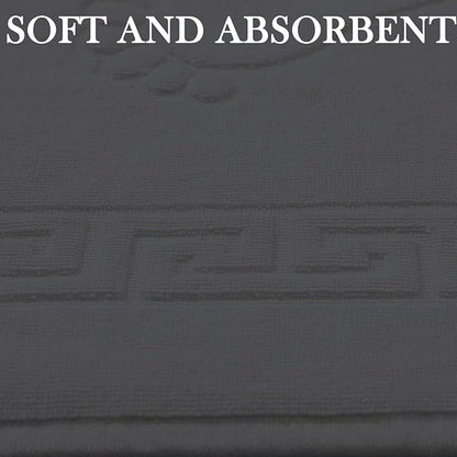 Molten Creek® Bath Mats, Classic Greek Key Design, Terry Cloth Foot Towel, Quicky Dry, Soft and Absorbent, 750 GSM, Easy to Wash, Lightweight, 100% Cotton, 50x70 cm