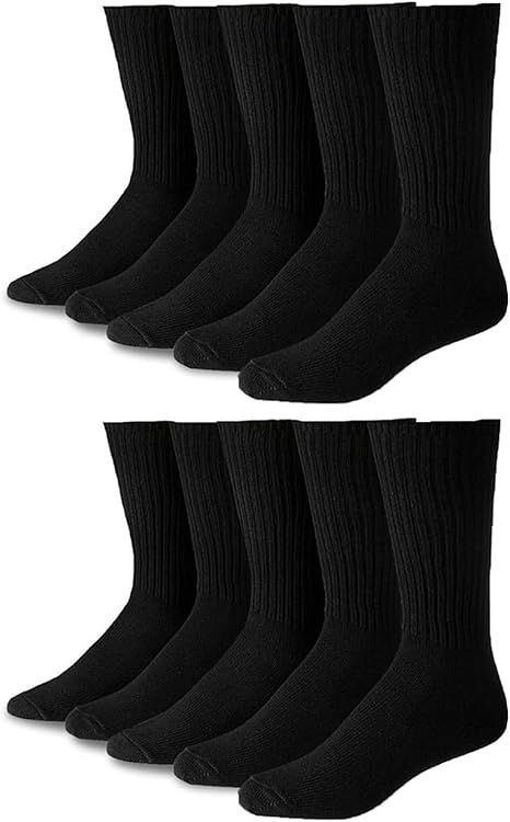Molten Creek® 10 Pairs Men’s Crew Sports Socks, Classic Rich Cotton, Cushioned Sole, Comfort Top, Training, Walking, Hiking, Athletic Socks, Size 6-11 Molten Creek