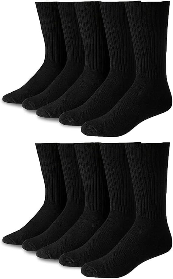 Molten Creek® Men’s Sports Crew Socks, Classic Rich Cotton, Cushioned Sole, Comfort Top, Training, Walking, Hiking, Athletic Socks, Size 6-11, 10 Pairs Molten Creek