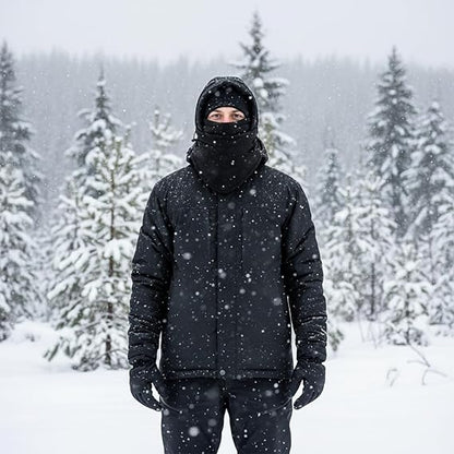 Molten Creek® Black Fleece Lined Hoodie, Waterproof Design, Neck Warmer, Soft Texture, Insulated Face Mask, Breathable Fabric, Ideal For Winter Sports & Outdoor Adventures Molten Creek