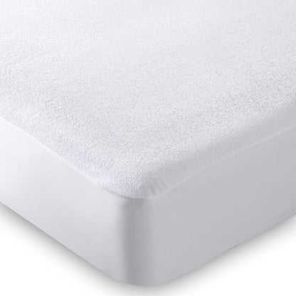 Molten Creek® Terry Waterproof Mattress Protector, Easy to Fit Up to 40cm, Breathable Fabric, Noiseless, 360° Elastic Band, Moisture-Wicking, White Molten Creek