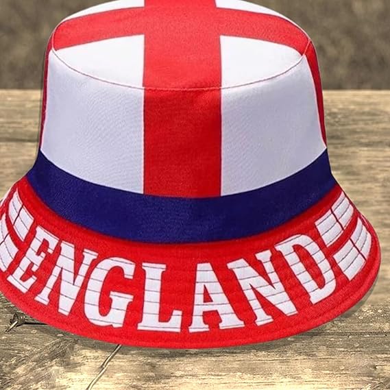 Molten Creek® Men & Women England Bucket Hat, St George Cross Flag Hat, Reversible & Foldable, Summer Bucket Hat, Football Hat, Durable and Lightweight, Sun UV Protection