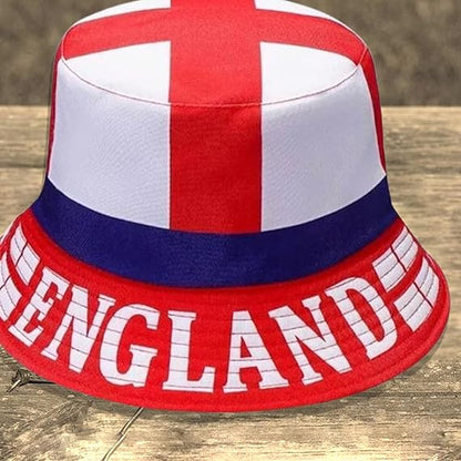 Molten Creek® Men & Women England Bucket Hat, St George Cross Flag Hat, Reversible & Foldable, Summer Bucket Hat, Football Hat, Durable and Lightweight, Sun UV Protection