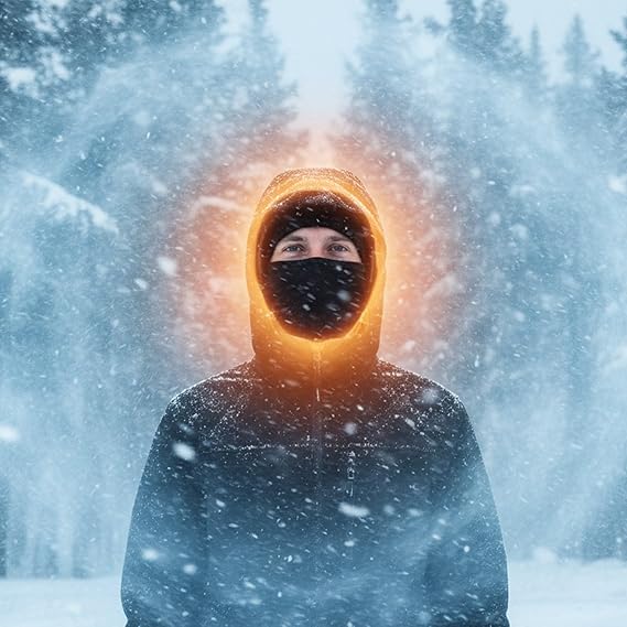 Molten Creek® Black Fleece Lined Hoodie, Waterproof Design, Neck Warmer, Soft Texture, Insulated Face Mask, Breathable Fabric, Ideal For Winter Sports & Outdoor Adventures Molten Creek