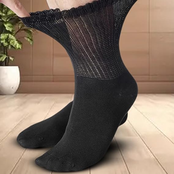 Molten Creek® Men’s Extra Wide Quarter Diabetic Socks, Soft Loose Grip, Non-Elastic for Extra Comfort, Smooth Toe Seam, Soft Cushioned Sole, 6-11, 6 Pairs Molten Creek