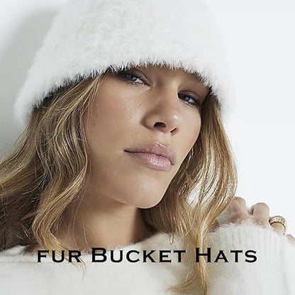 Molten Creek® Fluffy Fur Round Winter Bucket Hat, Cozy Warm and Style, Easy-to-Care-for Polyester, Eye-Catching Patterns, Essential Winter Accessory, One-Size,