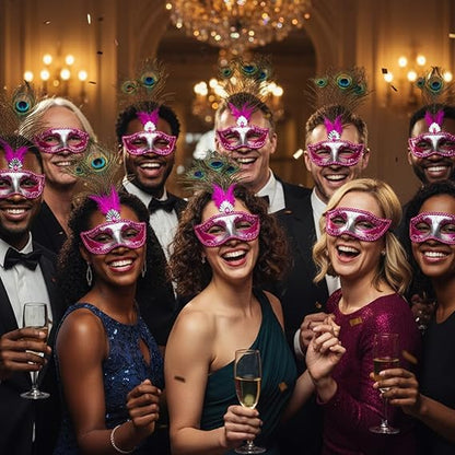 Molten Creek® Peacock Feather Eye Mask, Elegant & Eye Catching Design, Vibrant Colour, Perfect For Masquerade Balls, Halloween, Fancy Dress Parties, And Cosplay, Random Design Molten Creek