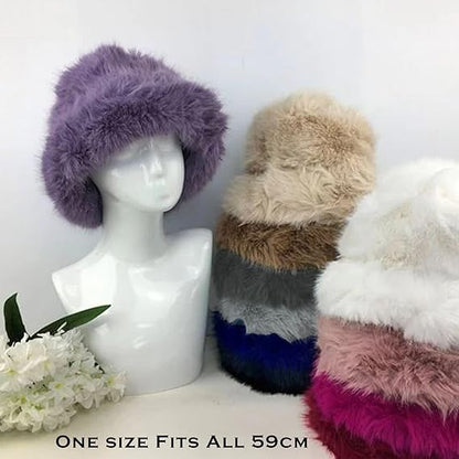 Molten Creek® Fluffy Fur Round Winter Bucket Hat, Cozy Warm and Style, Easy-to-Care-for Polyester, Eye-Catching Patterns, Essential Winter Accessory, One-Size,