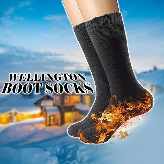 Molten Creek® Men & Women Thermal Welly Socks, Wellington Boot Socks Adult, Breathable & Comfortable, Soft Touch, Winter Long Calf Socks, 3 Pairs