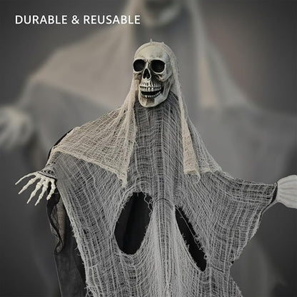 Molten Creek® Hanging Reaper, Spooky Halloween Outdoor Garden Decoration, Eye Catching Theme, Durable & Reusable, Lightweight Design, Easy To Hang, 210cm Molten Creek