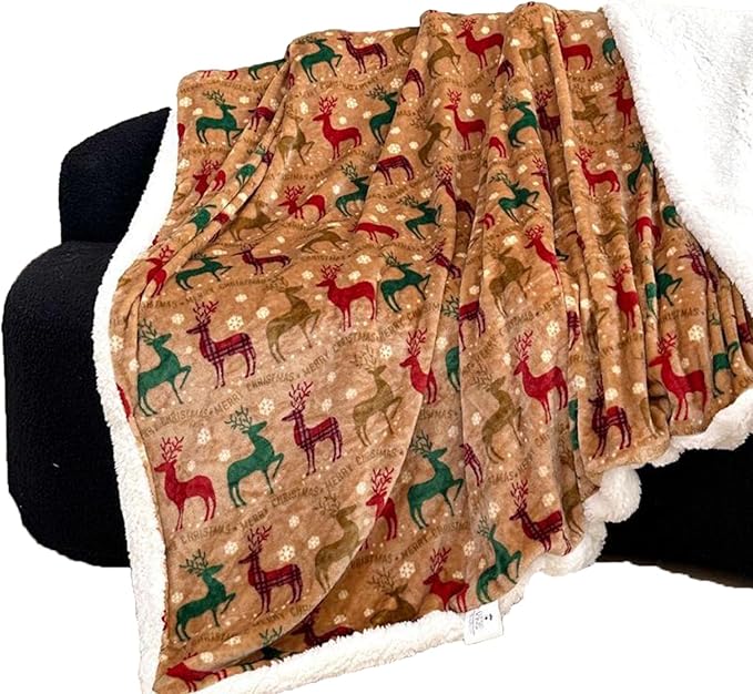 Molten Creek® Christmas Throw Sherpa Blanket, Soft And Comfortable, Fluffy And Warm, Eye Catching Design, Portable & Lightweight, Machine Washable, Ideal For Winter Molten Creek