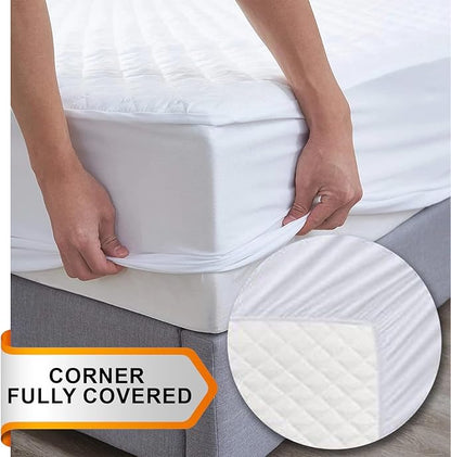 Molten Creek® Mattress Protector, Quilted Mattress Cover, Extra Deep 30 & 40cm Fitted, Breathable & Hypoallergenic, Moisture-Wicking, Washable, White ,Set of 2 Molten Creek