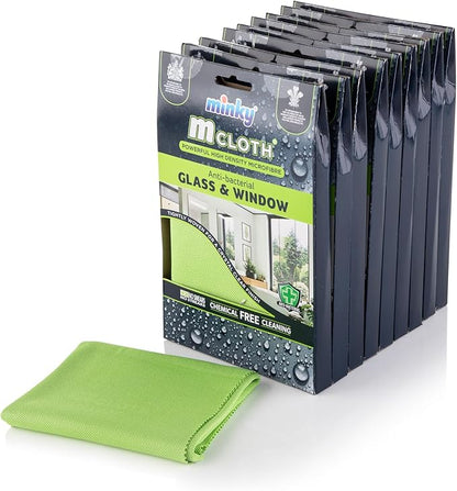 Minky M Cloth Glass and Window Pack of 9, Microfibre Anti-Bacterial Cleaning Cloth, Multifunctional & Reusable, Super Soft & Powerful High Density Microfibres Molten Creek
