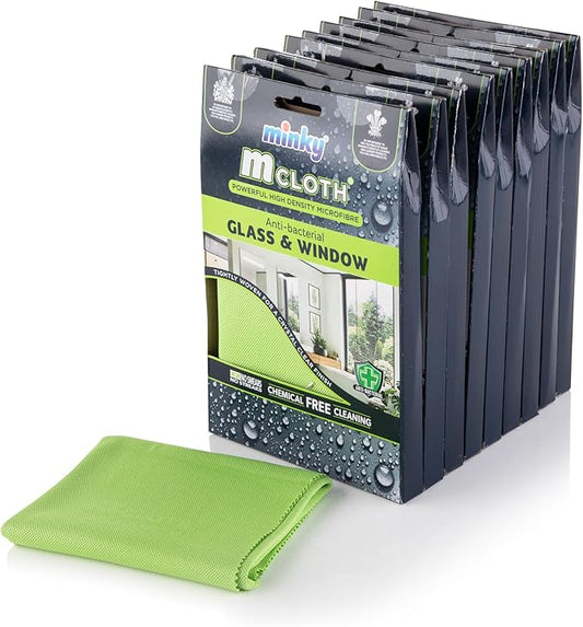 Minky M Cloth Glass and Window Pack of 9, Microfibre Anti-Bacterial Cleaning Cloth, Multifunctional & Reusable, Super Soft & Powerful High Density Microfibres Molten Creek
