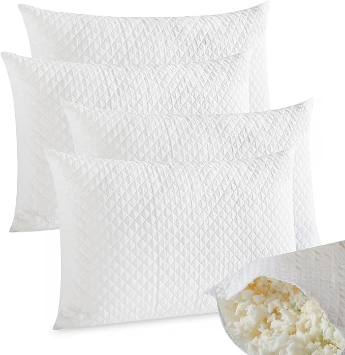 Molten Creek® Shredded Memory Foam Pillows, Soft And Fluffy, Modern Design, Machine Washable, Double Edge Swing Design, Breathable & Cooling Comfort, 50x75cm Molten Creek