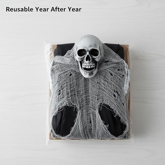 Molten Creek® Hanging Reaper, Spooky Halloween Outdoor Garden Decoration, Eye Catching Theme, Durable & Reusable, Lightweight Design, Easy To Hang, 210cm Molten Creek