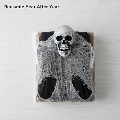 Molten Creek® Hanging Reaper, Spooky Halloween Outdoor Garden Decoration, Eye Catching Theme, Durable & Reusable, Lightweight Design, Easy To Hang, 210cm Molten Creek