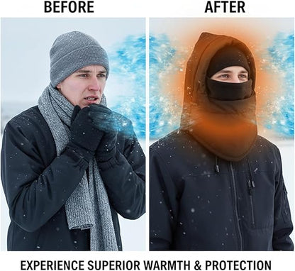 Molten Creek® Black Fleece Lined Hoodie, Waterproof Design, Neck Warmer, Soft Texture, Insulated Face Mask, Breathable Fabric, Ideal For Winter Sports & Outdoor Adventures Molten Creek