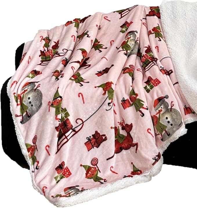 Molten Creek® Christmas Throw Sherpa Blanket, Soft And Comfortable, Fluffy And Warm, Eye Catching Design, Portable & Lightweight, Machine Washable, Ideal For Winter Molten Creek